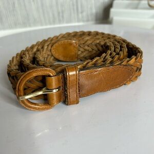 Uruguay Belt Womens camel tan Brown Leather Braided size 38”. 47” lengths